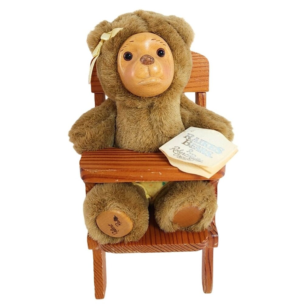 Vintage 1990 Applause Raikes Bears Robert Rikes Wooden Face Highchair Nursery